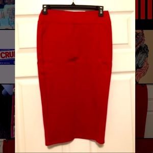 COMES WITH FREE GIFT Rainbow red pencil skirt